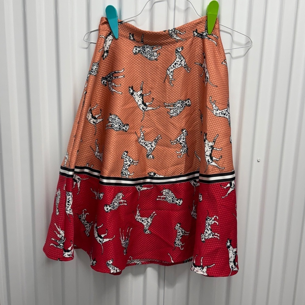 NWT Anthropologie Hutch Dogs Sporty Dalmatian A-line Colorblock Midi Skirt 2 - Picture 9 of 11
